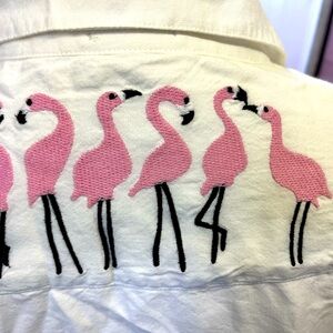 NWT Flamingo 🦩 on White Button-down Shirt